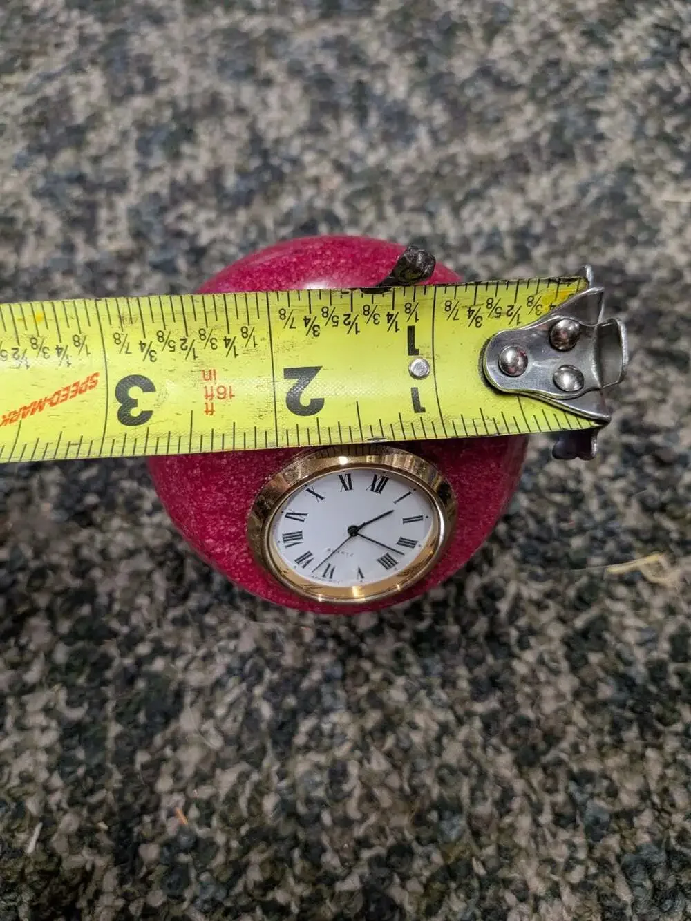Quartz Decorative Marble Table Weight Red Apple Clock